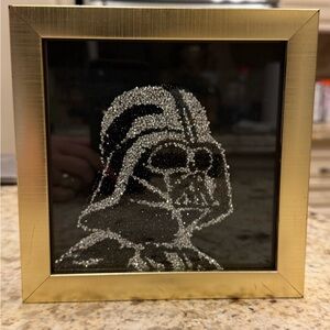 Gold Framed Beaded Darth Vader Art